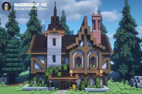 Swordself_MC (@swordself_mc) • Instagram photos and videos Vila Medieval, Case Minecraft, Mc Builds, Medieval House, Minecraft Structures, Minecraft Interior Design, Minecraft House Plans, Minecraft Cottage, Minecraft Castle