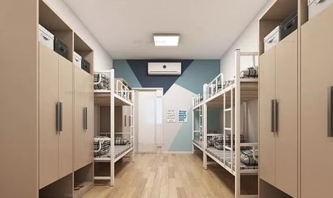 School Dormitory Room, Student Dormitory Design, Dormitory Design, Staff Housing, Dorm Layout, Dorm Room Layouts, School Dormitory, Kids Bed Design, Hostels Design