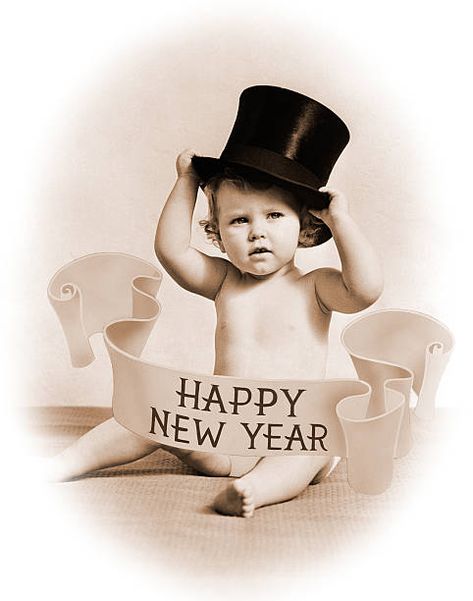 Baby New Year, 1930s Vintage New Years Eve, New Years Eve Pictures, Vintage New Years, Vintage Happy New Year, Baby New Year, Louisiana Mardi Gras, Happy New Year Pictures, Vintage Banner, New Year’s Day