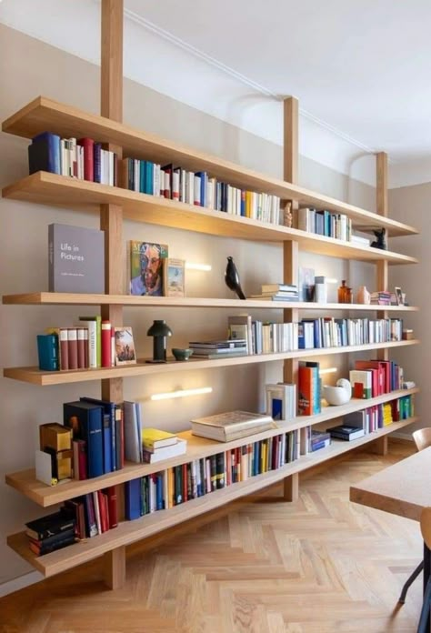 Room Full Of Books, Bookshelf Designs, Oak Bookshelves, Home Library Rooms, Modern Apartment Decor, Casa Country, Home Library Design, Bookshelf Design, Shelf Design