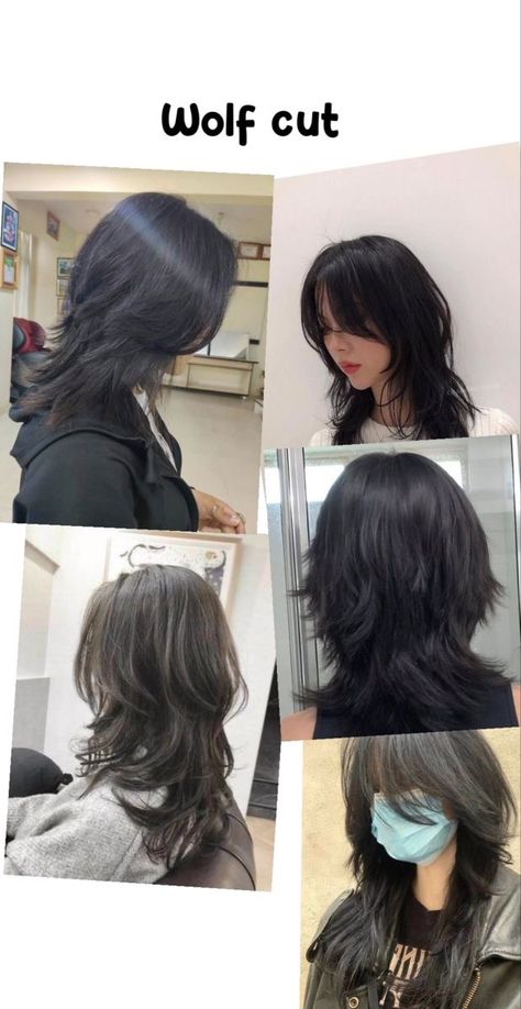 Hair cut Wolfcut Hair Long Asian, Wolf Hair Styling, How To Get Wolf Cut Hair, Long Wolf Cut With Bangs Wavy Hair, Long Hair Wolfcut With Bangs, Wolf Cut In Wavy Hair, Wolfcut Hair Bangs, Wolfcut With Straight Hair, Wolfcut For Medium Hair