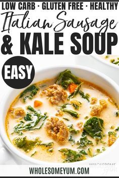 Italian Sausage And Kale Soup, Sausage Kale Soup, Curly Kale, Sausage And Kale, Sausage And Kale Soup, Kale Soup Recipes, Sausage Soup Recipes, Sausage Kale, Italian Sausage Soup