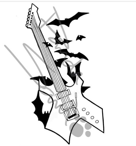 Electric Guitar Tattoo Ideas, Electric Guitar Tattoo Design, Electric Guitar Tattoo, D Guitar Chord, Electric Guitar Drawing, Guitar Display Wall, Drawing Guitar, Punk Guitar, Guitar Sketch