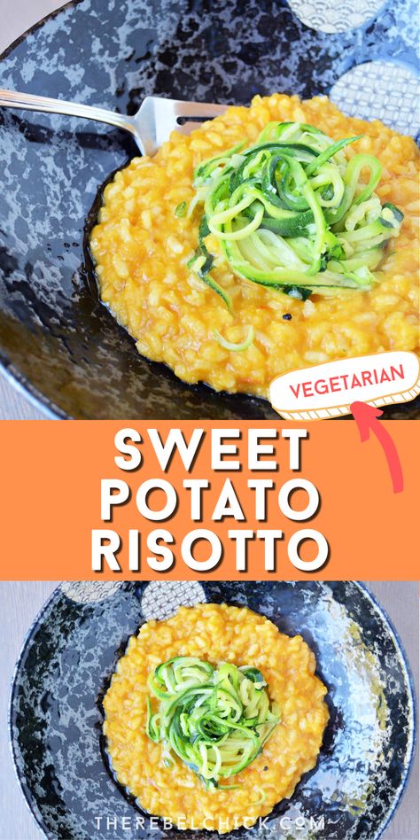 Easy Fall Meals, Potato Risotto, Sweet Potato Risotto, Raw Sweet Potato, Fall Meals, Super Easy Dinner, Scampi Recipe, Vegetarian Side Dishes, Fall Dinner Recipes