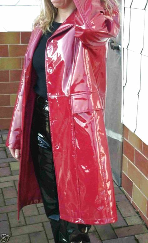 shiny pvc raincoat for sale Trench Rain Coat Outfit, Patent Trench Coats, Raincoat Pattern, Mantel Cape, Raincoat Fashion, Red Raincoat, Rainwear Girl, Raincoat Outfit, Rubber Raincoats