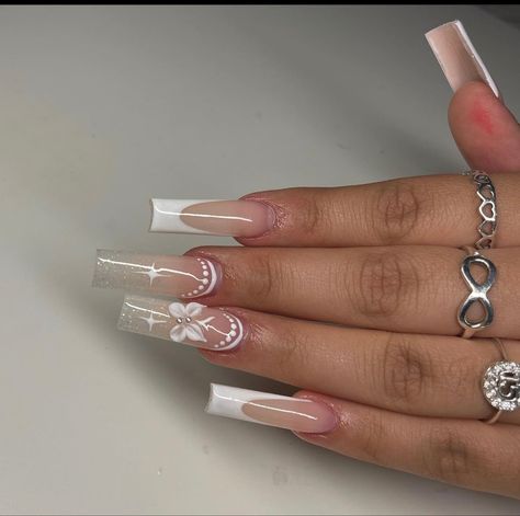 Back To School Nails Medium Square, Medium Length Acrylic Nails, Nail Aesthetic, Back To School Nails, Acrylic Nail Set, French Tip Acrylic Nails, School Nails, Long Acrylic Nails Coffin, Long Acrylic