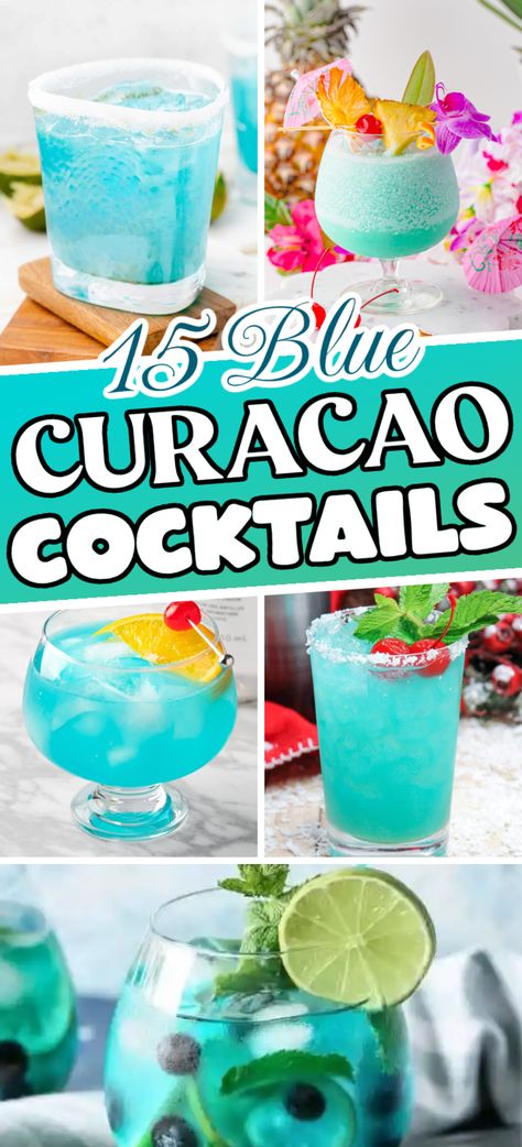 Blue Curaçao Cocktails – Charming and insanely delicious, these Blue Curaçao drinks are sure to impress! Explore these vibrant and unique citrusy and tropical flavors using the all time favorite liqueur! Blue curacao drinks easy, tequila, rum and vodka blue curacao cocktails, easy blue curacao cocktails recipes, malibu rum blue curacao drinks, whiskey blue curacao drinks, blue cocktails, blue drinks, simple blue curacao cocktails, blue curacao tequila margarita, blue margarita. Rum Blue Curacao Drinks, Tequila Cocktails Summer, Curacao Drink, Cocktails Fruity, Cocktail Recipes Party, Blue Curacao Drinks, Cocktails Classic, Cocktail Recipes For A Crowd, Cocktails Tequila