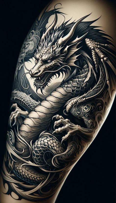 40 Times People Came Up With The Best Tattoo Designs And Shared Pics On This Online Group Dragon Tattoo Realistic, Tato Irezumi, Blue Dragon Tattoo, Dragon Tattoo Chest, Tato 3d, Forearm Cover Up Tattoos, Tatuaje Trash Polka, Dragon Tattoo Back, Black Dragon Tattoo