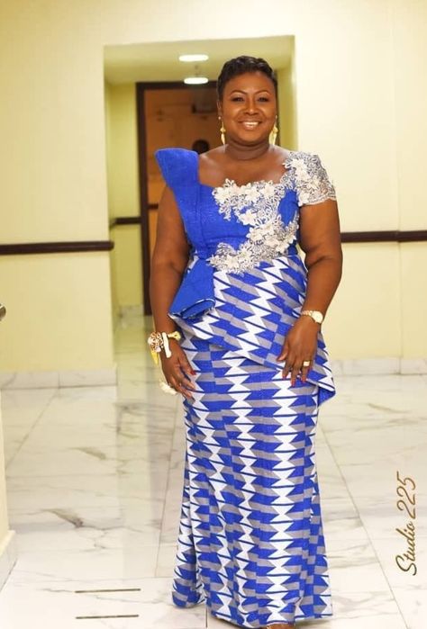 Kente style for women Can be with for traditional weddings, meetings, anniversaries, parties, church, birthdays etc #kente #africa #ghana #style #2021 African Kente Styles, Kente Styles For Older Women, Outfit Ideas For Plus Size, God Photography, Women Things, Ankara Dress Designs, By The Grace Of God, Kente Dress, Long African Dresses