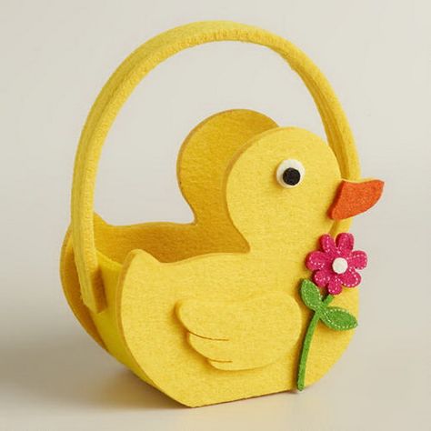 Easter Duck, Felted Basket, Felt Basket, Foam Sheet Crafts, Duck Bag, Diy Basket, Rubber Ducky, Easter Crafts For Kids, Duck Egg