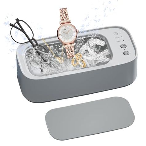 Professional Ultrasonic Jewelry Cleaner Machine, 48KHz, Three-Speed Mode Portable Sonic Cleaner Machine with Suction Cup Base for Eye Glasses, Watches, Earrings, Ring, Necklaces，Makeup Brush Jewelry Cleaner Machine, Retainer Teeth, Ultrasonic Jewelry Cleaner, Professional Jewelry, Clean Machine, Jewelry Cleaner, Suction Cup, Makeup Brush, Cleaning Jewelry