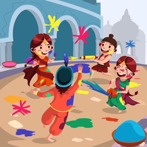 Holi Festival Celebration Design Holi Festival Images, Holi Cartoon Images, Holi Illustration Art, Holi Cartoon, Holi Animation, All Cartoon Images, Holi Wallpaper, Holi Festival India, Bala Ji