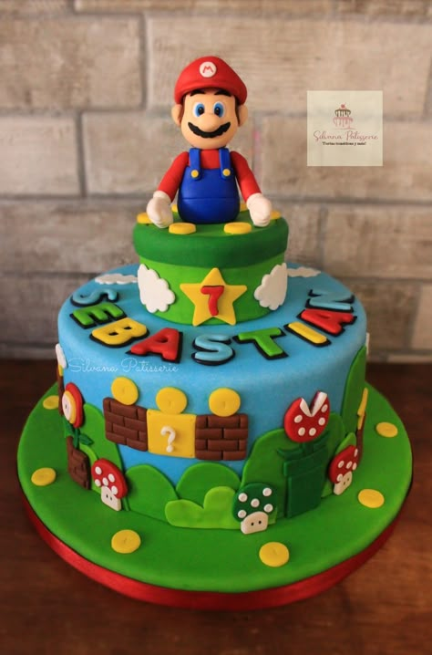 Super Mario Cakes Birthday, Super Mario Cake Birthday Easy, Super Mario Cakes, Mario Bros Cake Ideas, Supermario Cakes, Mario Birthday Party Cake, Mario Bros Birthday Cake, Mario Cake Ideas, Super Mario Birthday Cake