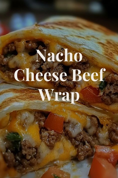 Ingredients: 1 pound lean ground beef 1 cup nacho cheese sauce 1/2 cup sour cream... Nacho Dip With Cream Cheese Ground Beef, Beef And Cheese Burritos, Nachos Recipe Beef, Beef Wraps, Nacho Cheese Sauce, Nacho Cheese, Cheese Sauce, 1 Pound, Burritos