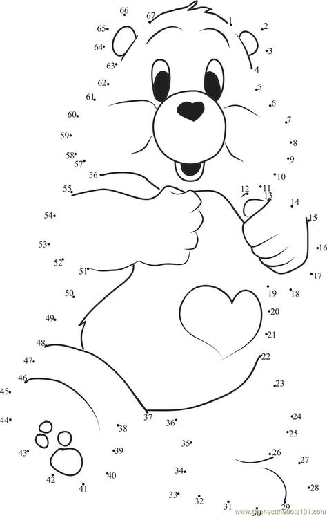 Connect The Dots Printable For Kids, Bear Dot To Dot, Thanksgiving Coloring Book, Dot To Dot Printables, Care Bear Party, Dotted Drawings, Dot Worksheets, Math Activities For Kids, Quote Coloring Pages