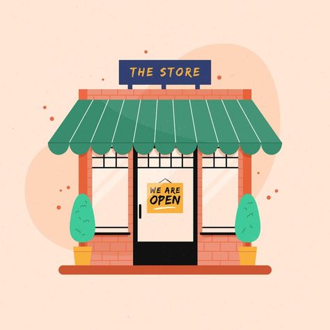 Store Illustration Shop, Storefront Illustration Graphic Design, Cute Shop Illustration, Shopping Illustration Art, Store Drawing, Shopping Illustration, Store Illustration, Supermarket Logo, Shop Graphic Design