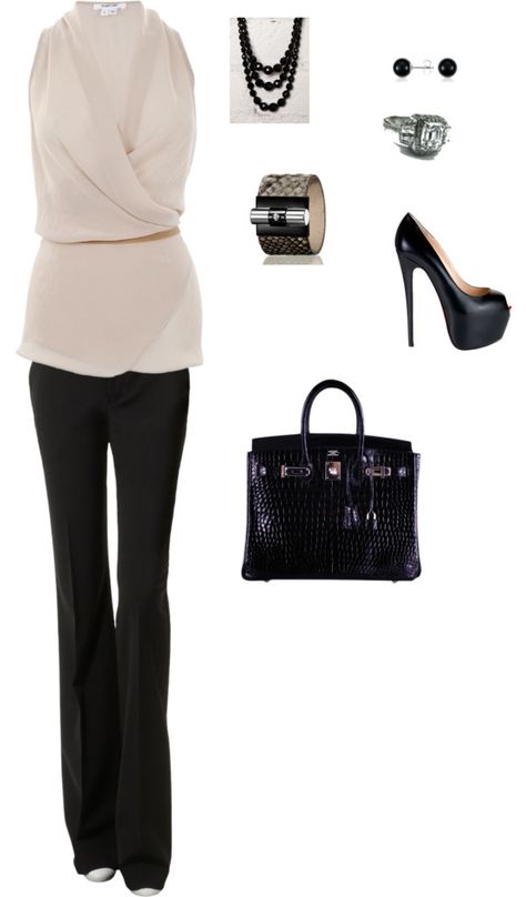 from work to cocktails after work, created by tnadeaumichelle on Polyvore After Work Cocktails Outfit, Cocktails Outfit, Red Sole Shoes, Fitted Pants, Fall Attire, Sleeveless Shirts, Clothes Black, Dresses Online Shopping, Cocktail Attire