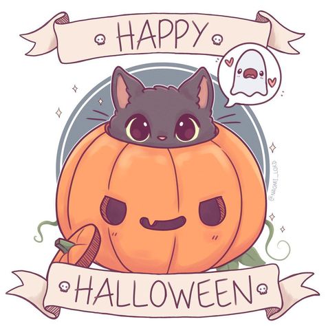 7,483 curtidas, 29 comentários - Naomi Lord (@naomi_lord) no Instagram: “Oh and happy Halloween guys! 🎃💕 Unless you’re in a time zone where’s it’s not Halloween anymore 😂…” Drawing Concepts, Chat Halloween, Bun Bun, Board Art, A Black Cat, Halloween Illustration, Halloween Drawings, Sticker Ideas, Animals Art