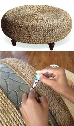 Kursi Ban, Tire Ottoman, Fabrikasi Logam, Crafts Upcycling, Reuse Old Tires, Tyres Recycle, Dekor Diy, Old Tires, Kraf Diy