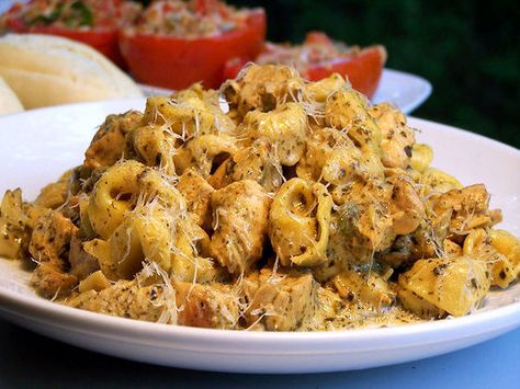 Creamy Pesto-Piccata Chicken With Tortellini Recipe - Food.com Chicken With Tortellini, Piccata Chicken, Leftover Cooked Chicken, Tortellini Recipe, Pesto Tortellini, Chicken Tortellini, Recipe Pasta, Tortellini Recipes, Creamy Pesto