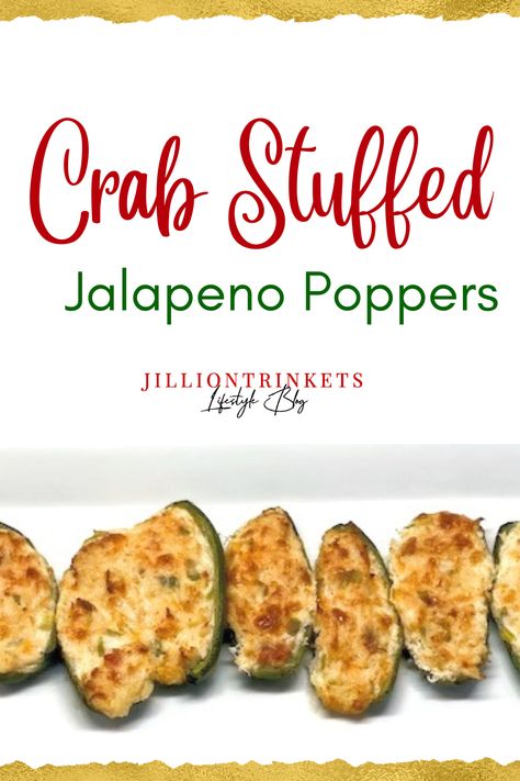 Crab Stuffed Jalapeno Poppers Stuffed Jalapeno Poppers, Stuffed Jalapeno, Maryland Style Crab Cakes, Crab Appetizer, Jalapeno Popper Recipes, Pepper Recipes, Crab Stuffed, Jalapeño Poppers, Poppers Recipe