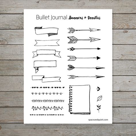 Free Bullet Journal Printable Banners and Doodles Banners Bullet Journal, Doodle Bullet Journal, Banner Doodle, Bullet Journal Headers, Free Printable Banner, Bullet Journal Banner, Banner Drawing, Bullet Journal Printables, Journal Printable