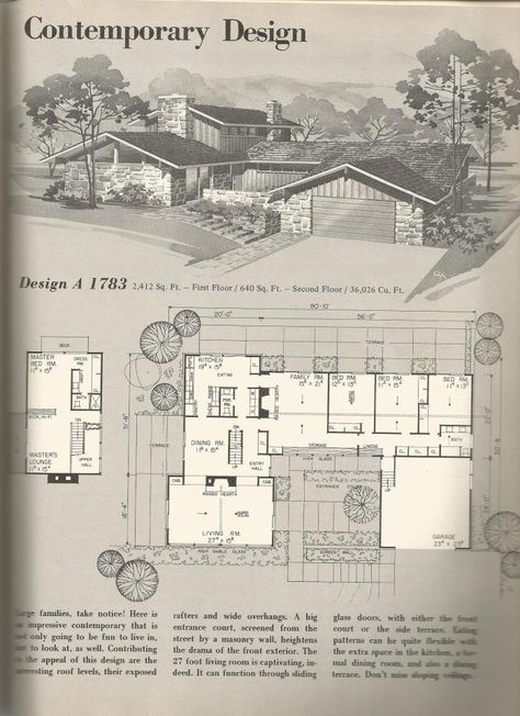 Mid Century Mansion, Sims 4 Mid Century House, Midcentury House Floor Plans, Small Mid Century House, Retro Home Floor Plans, Midcentury House Plans Layout, Midcentury House Plans, Vintage Mid Century House Plans, Vintage Home Plans Mid Century