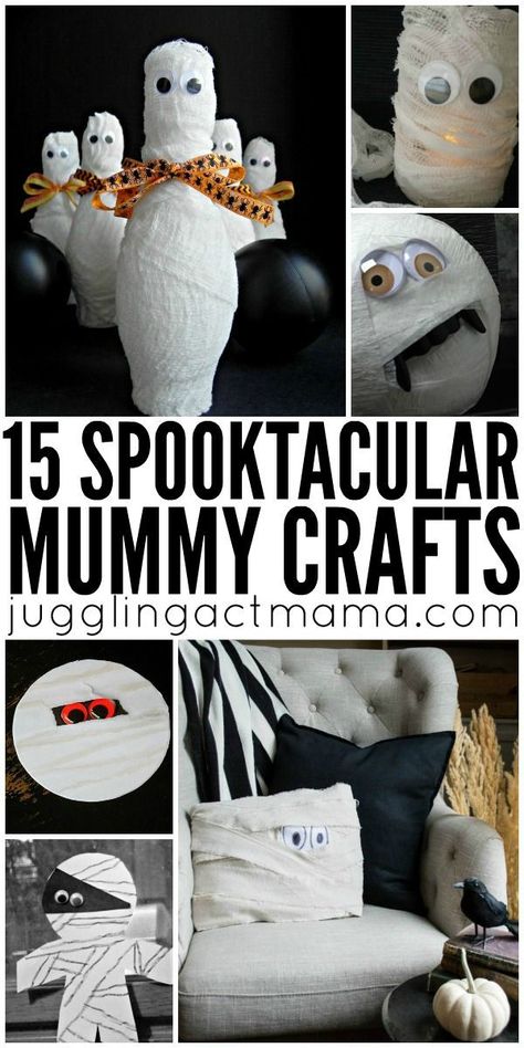 Mummy Crafts For Kids, Mummy Halloween Decorations, Mummy Diy, Crafts For Halloween, Mummy Decorations, Mummy Crafts, Craft Halloween, Fun Halloween Crafts, Crafts Preschool