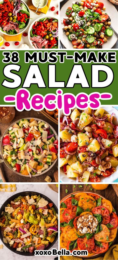 Delicious salad recipes you'll want to enjoy all summer long and beyond! Best Salad Recipes For Party, Best Italian Salad, Side Dish Salads, Simple Salad Recipes, Italian Salads, Main Dish Salad Recipes, Hearty Salad Recipes, Salad Recipes For Parties, Special Diet Recipes