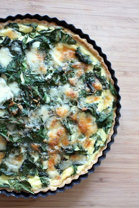 Swiss Chard Leek and Gruyere Quiche | Nutmeg Nanny Gruyere Quiche, Leek Quiche, Cheese Quiche Recipe, Sprouts Recipes, Comte Cheese, Swiss Chard Recipes, Chard Recipes, Cheese Quiche, Kale Recipes