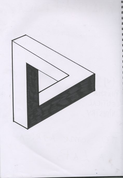 The Impossible Triangle Optical Illusion Illusion Sketch, Box Illusion Drawing, Triangle Illusion, Impossible Triangle Tattoo, Impossible Geometry, Triangle Optical Illusion, Optical Illusion Building, Impossible Triangle, Impossible Shapes