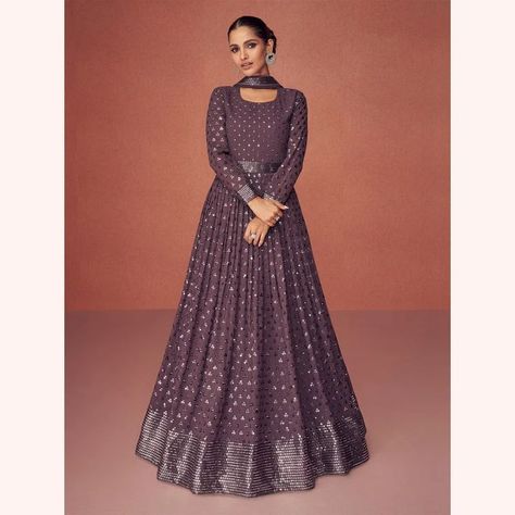 #dressesonline #eveningdresses #dressshopping #longdresses #designerdress #sabyasachidresses #dressoftheday #fashion #womenclothing #loveforfashion #indiandresses #fashionposts #indianoutfits #fashionweek #pakistanidresses #sale #partyweardress #dresses #ootd #love #weddingoutfits #onlineshopping #instafashion #bollywood #beautifuldress #Salwarkameez #fashionblogger #dressforgirl #weddingdress #bridalweddingdress #bridedress #bridalwear #sangeetdress #shalwarkameez #pantstylesuit #etsysale Floor Length Dresses Indian, Long Anarkali Dress, Purple Anarkali, Western Gown, Floor Length Anarkali, Indo Western Gown, Georgette Anarkali, Long Anarkali, Party Wear Gown