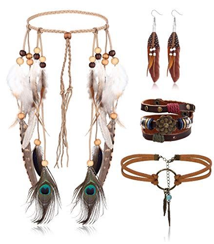 South Indian Bride Jewellery, Indian Brides Jewelry, Suede Choker Necklace, Bracelets Hippie, Indian Feathers, Native American Headdress, Indian Choker Necklace, Leather Choker Necklace, Feather Headdress