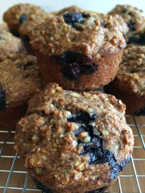 Blueberry hemp flax seed muffins Flaxseed Muffins, Flax Seed Muffins, Recipes Muffins, Seed Muffins, Flax Seed Recipes, Hemp Hearts, Gluten Free Muffins, Whole Grains, Healthy Muffins