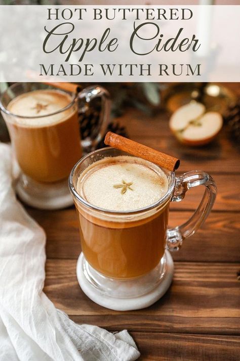 Nov 18, 2021 - Looking for a cozy drink for the cozy season? Look no further! This delicious hot butter apple cider with rum is what you need! Buttered Rum Drink, Buttered Apple Cider, Hot Cider Recipe, Cider Alcohol Drinks, Apple Cider Alcohol, Hot Butter Rum, Hot Cider Recipes, Hot Fall Drinks, Apple Cider Hot Toddy