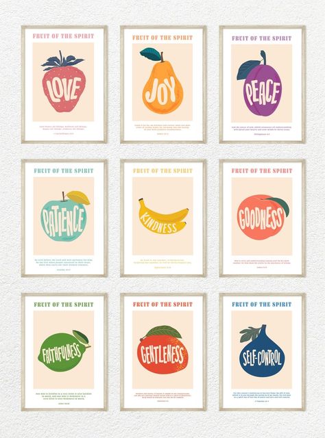 Set of 9 Fruit of the Spirit Printable Art Galatians 5 Bible Verse Wall Art Digital Prints Minimal Decor Printable Art Bundle - Etsy Fruit Prints Art, Fruit Of Spirit Printable, Fruit Of The Spirit Printable Wall Decor, 9 Fruits Of The Spirit, Fruits Of The Spirit Bible Verse, Fruit Of The Spirit Nursery, Fruit Of The Spirit Artwork, Fruits Of The Spirit Decorations, Fruits Of The Spirit Decor