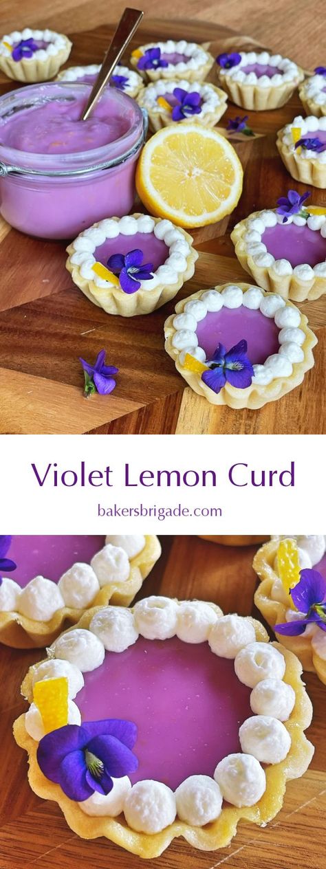 Sweet, bright, and tart with a delicate floral flavor, this violet curd gets its magocal color from wild-gathered violets. Candied Lemon Peel, Kitchen Witch Recipes, Foraging Recipes, Foraged Food, Party Dishes, Flower Food, Lemon Peel, Lemon Curd, Sweet Snacks