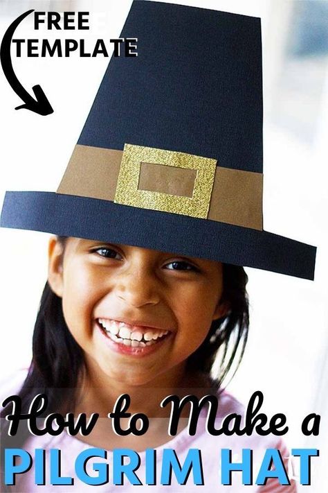 This cool Pilgrim hat will make you the best-dressed guest at your Thanksgiving dinner. Fun and festive #Thanksgiving with these awesome hats. Have all the supplies ready and it a great way to entertain the kids before your meal. #kidscrafts #thanksgivingcrafts Diy Pilgrim Hat, Pilgrims Hats For Kids, Thanksgiving Dresses, Pilgrim Crafts, Pilgrim Costume, Thanksgiving Hat, Thanksgiving Classroom, Thanksgiving Pilgrims, Pilgrim Hat