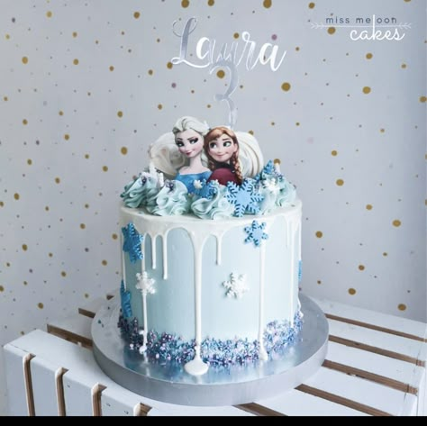 1 Tier Frozen Birthday Cake, Small Frozen Birthday Cake, Frozen Inspired Cake, Frozen Cake Simple, Simple Frozen Birthday Cake, Simple Frozen Theme Cake, Elsa Anna Cake, Frozen 3rd Birthday, Elsa Birthday Cake