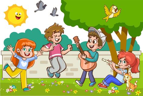 children singing and dancing cartoon vector Drawing Dancing, Dancing Cartoon, Singing Drawing, Cartoons Dancing, Kids Singing, Dance Images, Kindergarten Learning Activities, Morning Cartoon, Kindergarten Learning