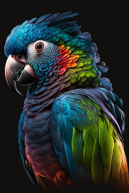 Colorful parrot on black background isol... | Premium Photo #Freepik #photo #macaw #parrot #green-parrot #parrot-birds Birds Photography Nature, Parrots Art, Birds Photography, Macaw Parrot, Colorful Parrots, Bird Wallpaper, Colorful Bird, Dog Wallpaper, Colorful Animals