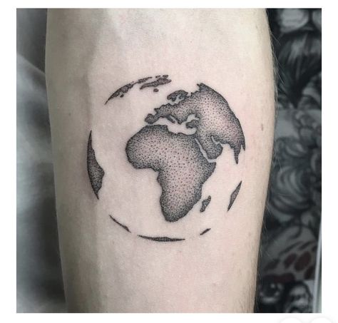 World Map Tattoo Small, Earth Tattoo Men, Earth Tattoos Men, 7 Continents Tattoo, You Are My World Tattoo, Geography Tattoo Ideas, World Tattoo Men, Globe Tattoo Small, El Mundo Tattoo