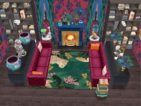 Sims Maximalist, Sims 4 Maximalist House, Sims 4 Maximalist, Sims Victorian, Maximalist House, Update Furniture, Glamour Living Room, Mansion Plans, Maximalist Living Room