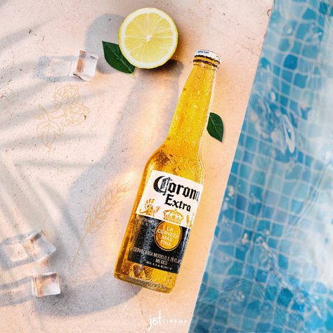 Beach Beer Photography, Beer Photoshoot Ideas, Beer Bottle Photography, Beer Product Photography, Beer Photoshoot, Beer Shots, Lemon Beer, Beer Commercial, Beer Aesthetic