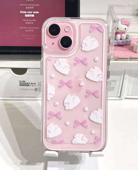 Fluffy Phone Cases, Clear Phone Case Design, Preppy Phone Case, Photo Iphone Case, Cute Cartoon Rabbit, Girly Iphone Case, Girly Phone Cases, Iphone Obsession, Diy Iphone Case