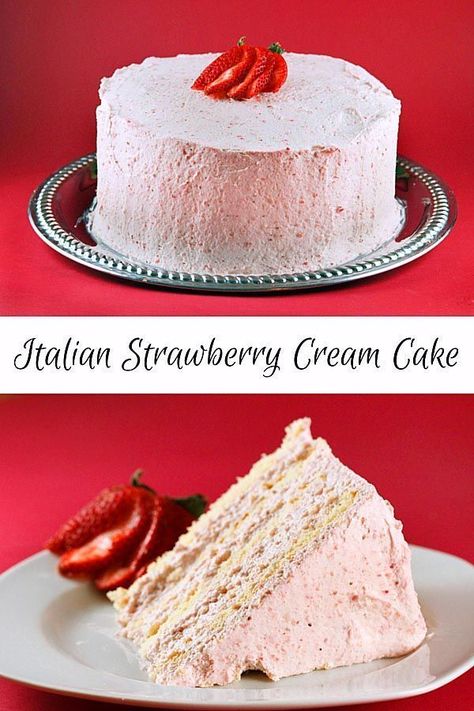 Italian Strawberry Cream Cake. This decadent and delicious dessert is truly something to enjoy. Recipe by Ask Chef Dennis Mascarpone Desserts, Cake Cravings, Strawberry Cream Cake, Strawberry Cake Recipe, Cream Cake Recipe, Italian Cakes, Strawberry Cream Cakes, Happy Birthdays, Italian Cream Cakes