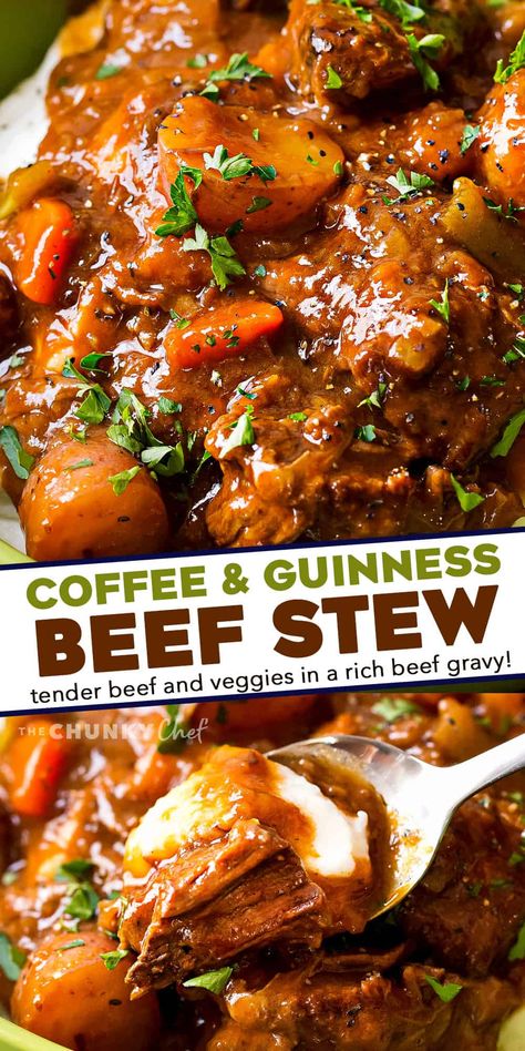 Guinness Recipes, Beef Stew Stove Top, Guinness Stew, Guinness Beef Stew, Irish Beef Stew, Irish Cooking, Chunky Chef, Irish Beef, Irish Stew