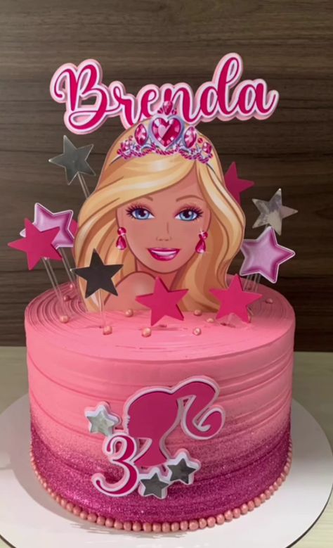 Barbie Cakes Ideas, Simple Barbie Cake Design, Small Barbie Cake, Pink Barbie Cake Birthdays, Barbie Inspired Cake, Barbie Cake Ideas Birthdays, Barbie Themed Birthday Cake, Barbie Cake Design, Barbie Birthday Cakes