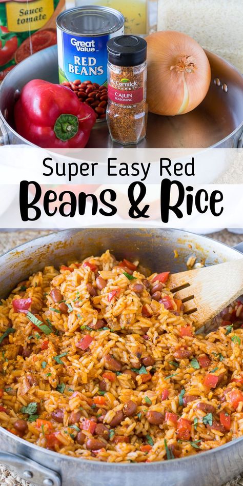 Red Beans and Rice is a slightly spicy side dish recipe that can easily be turned into a Cajun-inspired main dish with some andouille sausage! Easy Red Beans And Rice, Red Beans And Rice Recipe Easy, Chicken Rice Skillet, Red Bean And Rice Recipe, Lemon Chicken Rice, Red Beans Recipe, Red Beans And Rice Recipe, Red Beans N Rice Recipe, Mexican Rice Easy