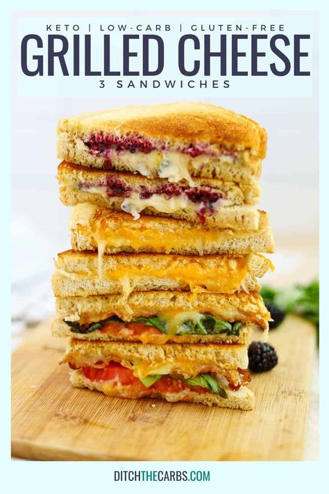 Learn how to make the ultimate keto grilled cheese that will satisfy your adult palette while enjoying the comforts of this childhood staple! #ketogrilledcheese #keto #ditchthecarbs Grilled Sandwich Recipes, Keto Sandwiches, Keto Grilled Cheese, Grilled Sandwich Recipe, Kale Pesto Recipe, Coconut Flour Bread, Best Keto Meals, Lowest Carb Bread Recipe, Low Carb Baking